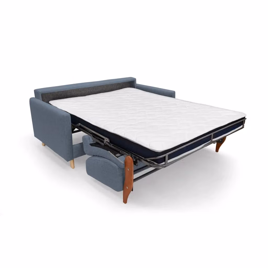 Divano letto matrimoniale Edgar Divani.Store in tessuto impermeabile blu con funzione letto, L/P: 200 x 160 cm – 2