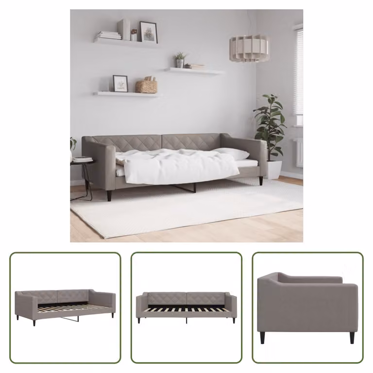 The Living Store Daybed Taupe 90x200 cm tessuto