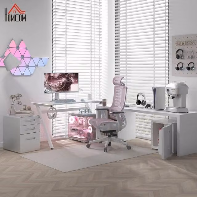Cassettiera da ufficio WISHDOR in acciaio bianco con 3 cassetti, serratura e ruote, L: 39 cm, P: 48 cm, H: 59 cm
