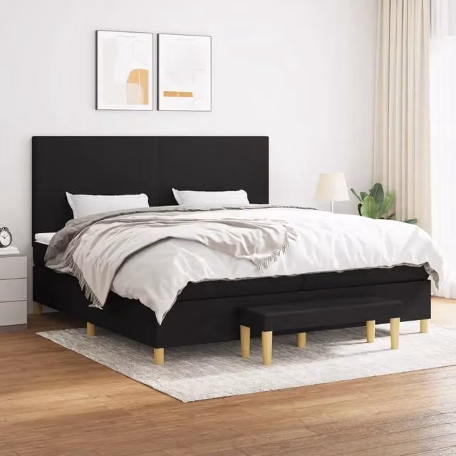 Letto Ibrido con Giroletto a Molle e Materasso vidaXL, Nero e Bianco, L/P: 200 x 200 cm