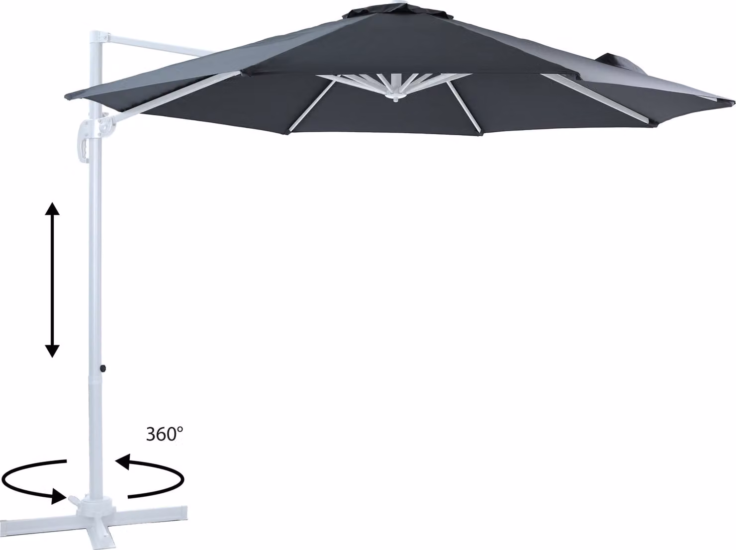AXI Marisol Ombrellone da Giardino Bianco/Grigio - Ombrellone da esterno Ø 300 cm, Ombrellone da Terrazzo, Struttura Alluminio, Rotazione 360°,