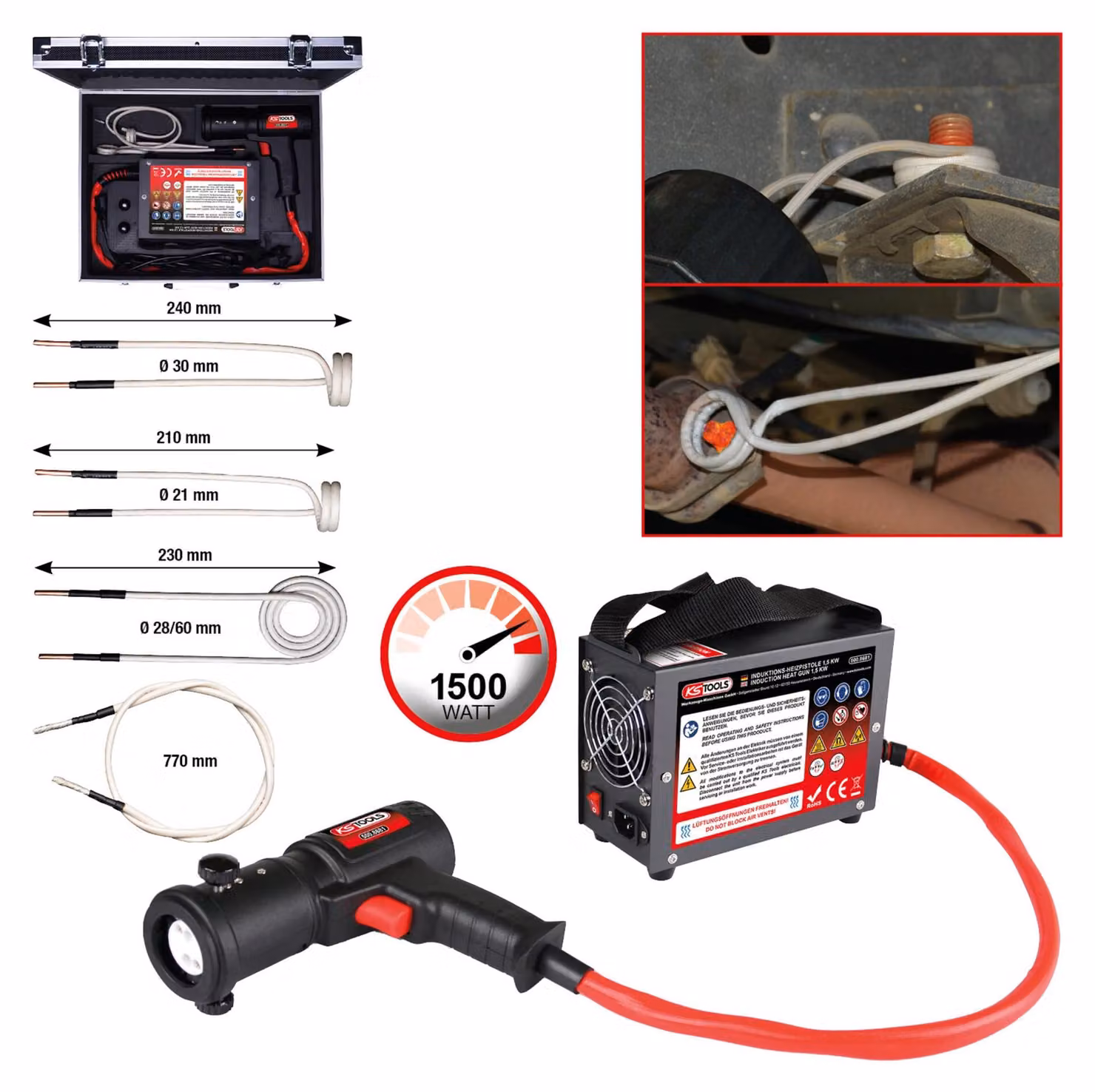 Set di pistole per riscaldamento a induzione, 5 pezzi, 1,5 KW