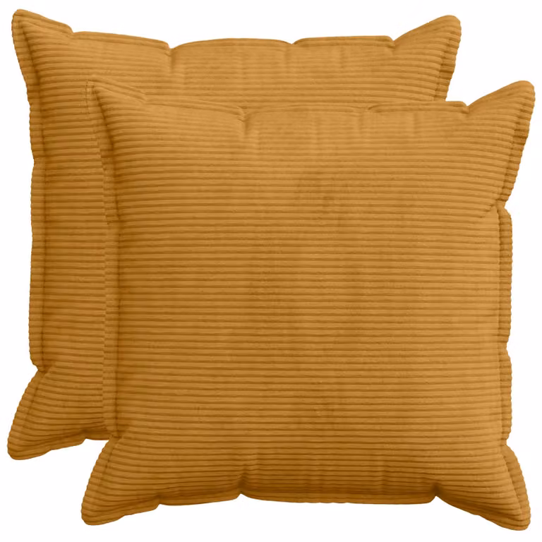 Set di 2 federe vidaXL HOUTEN in velluto a coste gialle, L 65 x L 65 cm