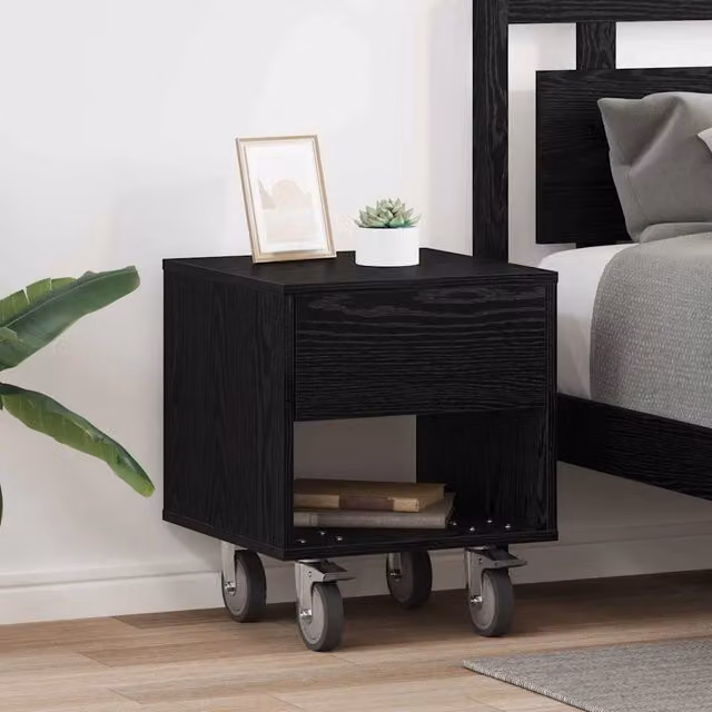 Set di 2 comodini moderni vidaXL in legno nero L/P/H: 40,5 x 40 x 48 cm