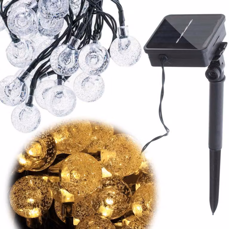 Palline solari da giardino 7m 50LED bianco caldo