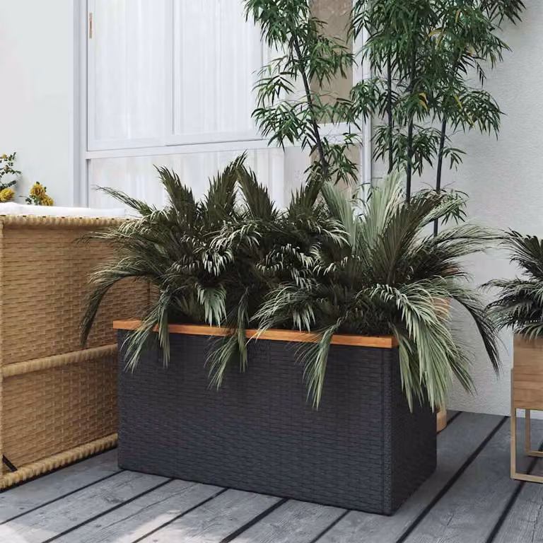 Fioriera vidaXL in Polyrattan Nera e Marrone L: 80 cm, P: 40 cm, H: 40 cm