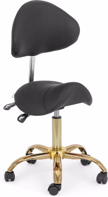 Sedia sella 55 - 69 cm 150 kg PVC acciaio cromato schiuma nero dorato 14_0009940