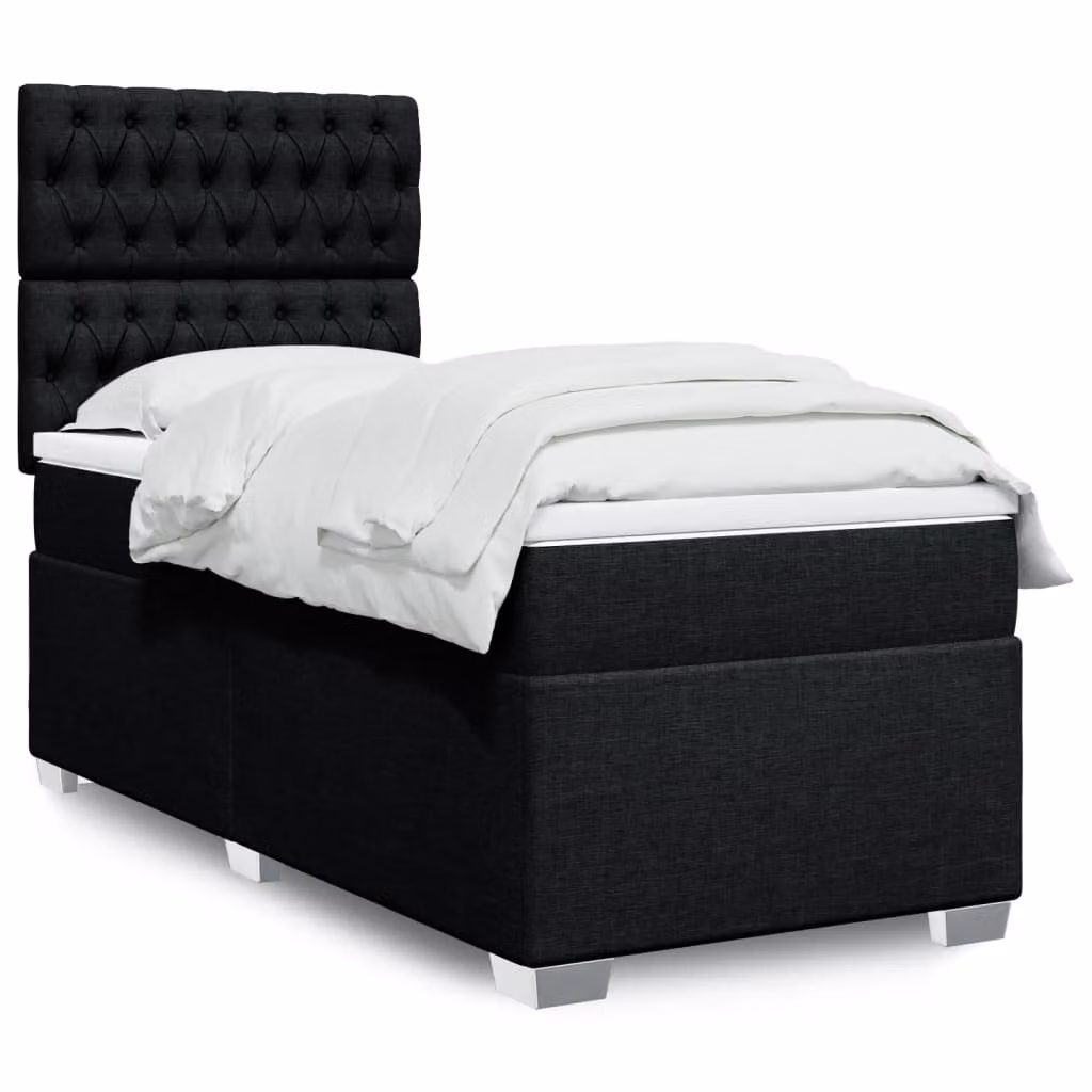 vidaXL Giroletto a Molle con Materasso Ibrido in Tessuto Nero e Bianco L/P/H: 200 x 100 x 150,5 cm