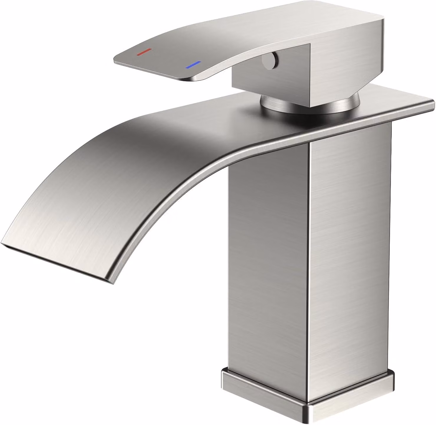 Miscelatore monocomando a cascata, diametro 80 mm, finitura in nichel spazzolato, per lavabo