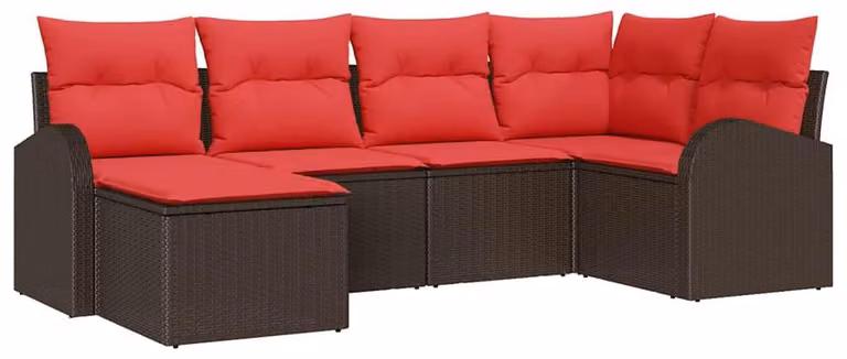 Set Divano da Giardino 6 pcs Marrone Rattan in Polipropilene