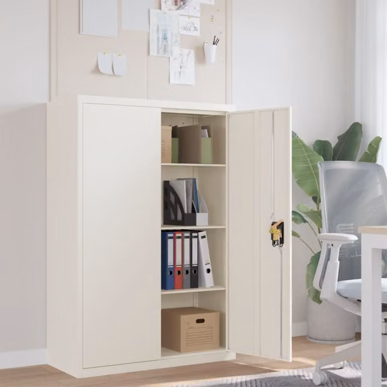 Armadio Classificatore vidaXL in Metallo Bianco con Ante a Battente e Serratura L/P/H: 90 x 40 x 140 cm