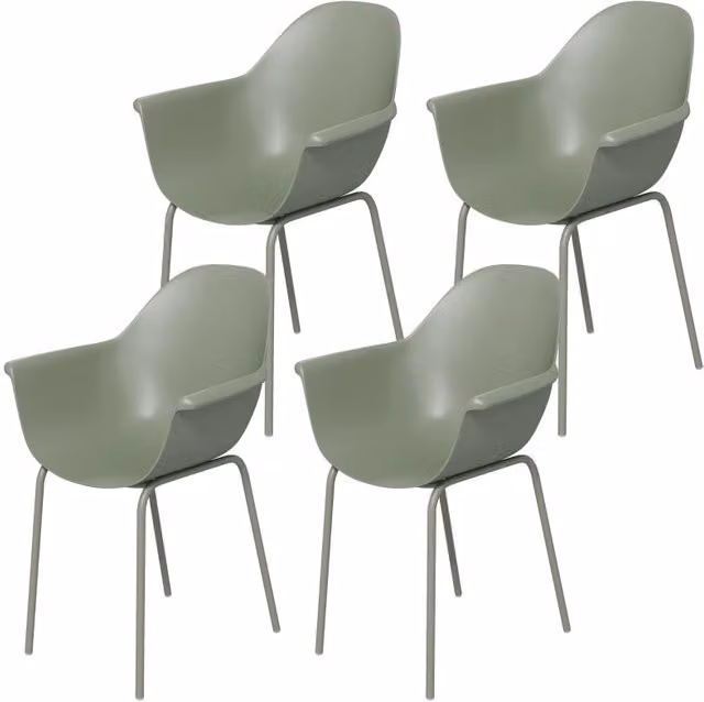 Set di 4 sedie da giardino 59 x 55 x 84 cm verdi in plastica e metallo