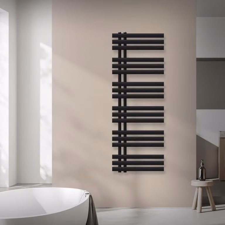 Radiatore da bagno LuxeBath Design, 500x1400 mm, nero, incl. set di montaggio, senza elemento riscaldante