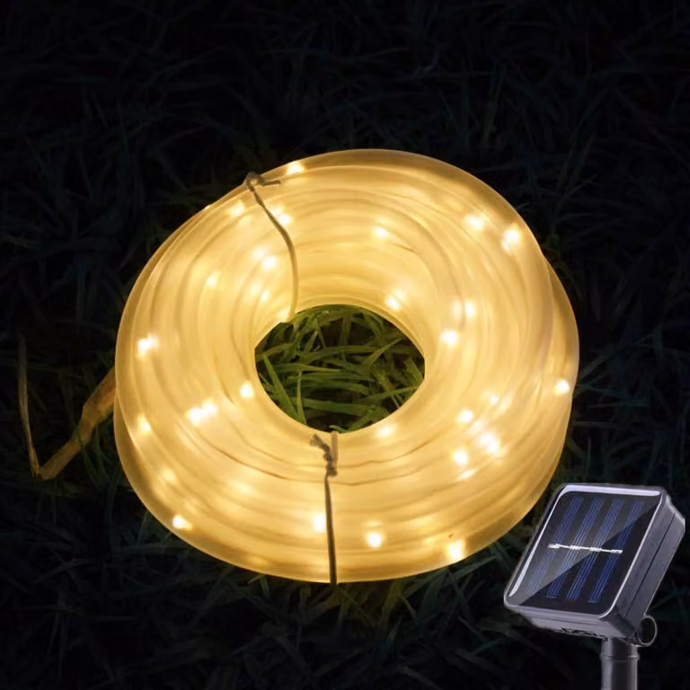 Catena luminosa solare, 7 metri, 50 LED, luce bianco caldo, impermeabile