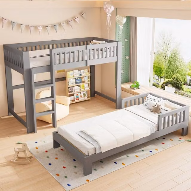 letto modulare in legno grigio 104 x 215 cm