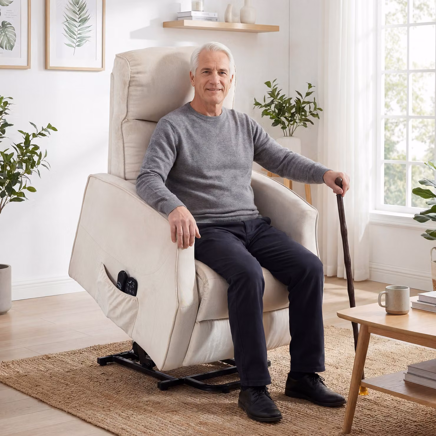 Poltrona elettrica alzapersona e relax massaggiante HOMCOM in tessuto beige – 2