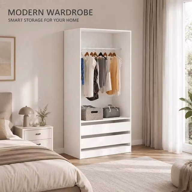 Wardrobe White 100x50x200 Cm Wood-based Material