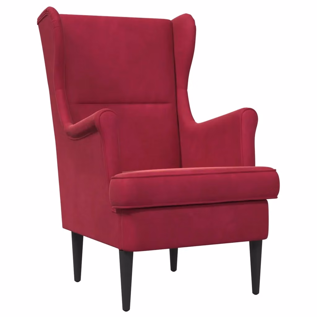 Poltrona moderna in velluto rosso vidaXL con braccioli e struttura in legno e metallo – 2