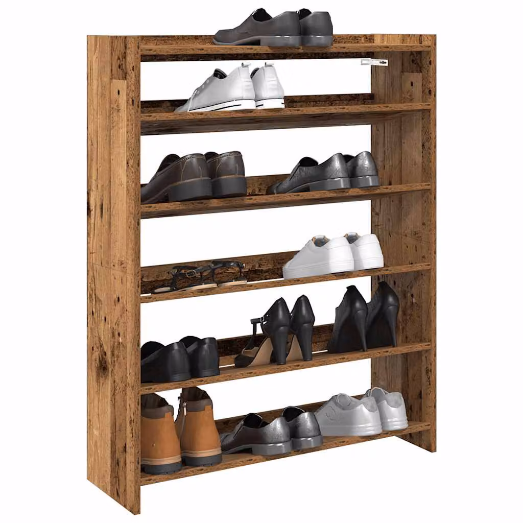 Scarpiera vidaXL in legno stile rustico marrone, sospesa a parete, L 80 x P 25 x H 100 cm