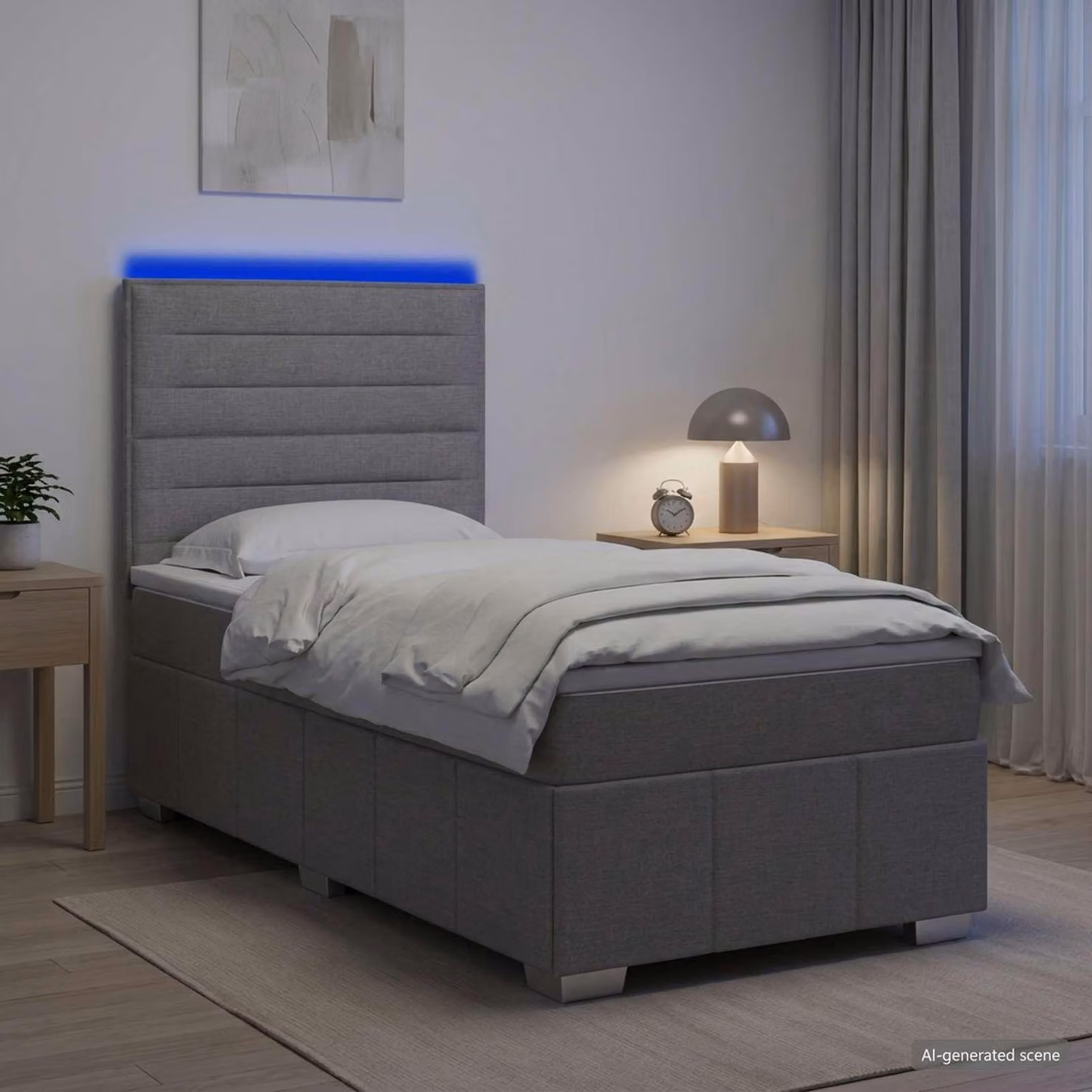 Maison Exclusive - Letto boxspring LED con materasso Grigio chiaro 100 x 200 cm Tessuto