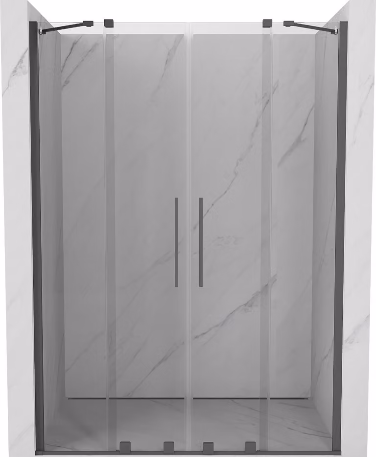 Mexen Velar Duo porta doccia scorrevole 150 cm, trasparente, grigio pistola spazzolato - 871-150-000-02-66