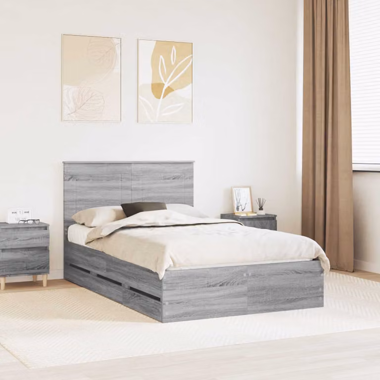 Struttura letto con cassetto vidaXL in legno ingegnerizzato Grigio L: 120 cm, P: 200 cm