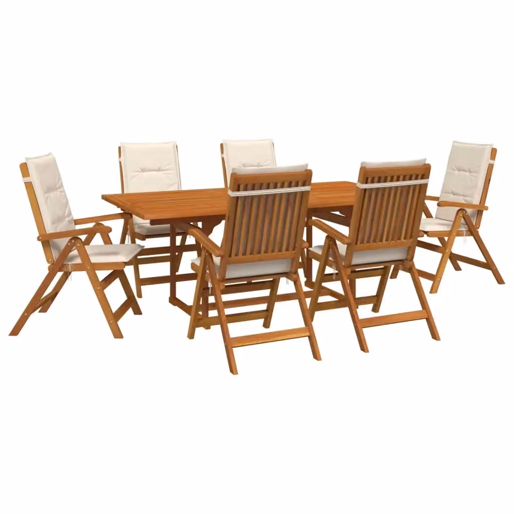Set da pranzo da giardino vidaXL in legno di acacia naturale composto da 7 pezzi – 2