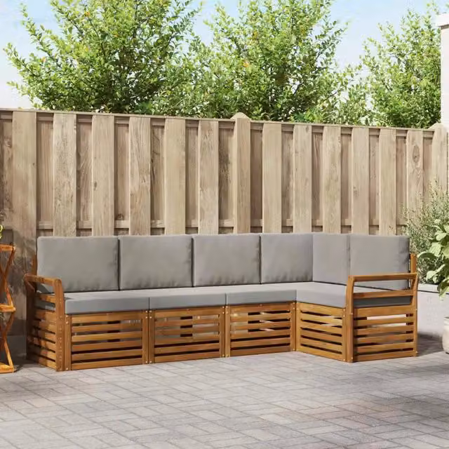 Set di divani da esterno 5 pz Grigio Naturale e Chiaro 3374811