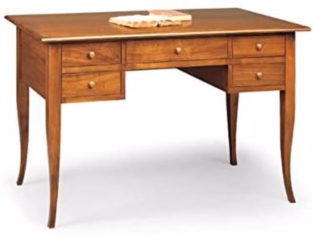 Scrivania in legno arte povera con 5 cassetti Mobili 2G colore marrone L: 105 cm, P: 56 cm, H: 81 cm – 1