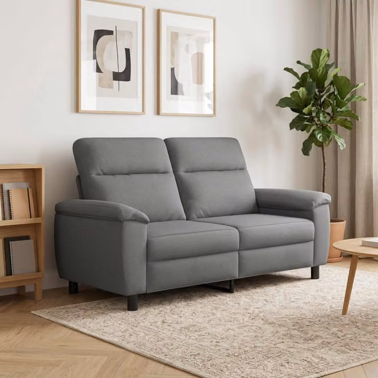 Divano moderno vidaXL in tessuto grigio scuro e nero con struttura in metallo L: 178 cm, P: 90 cm, H: 95 cm
