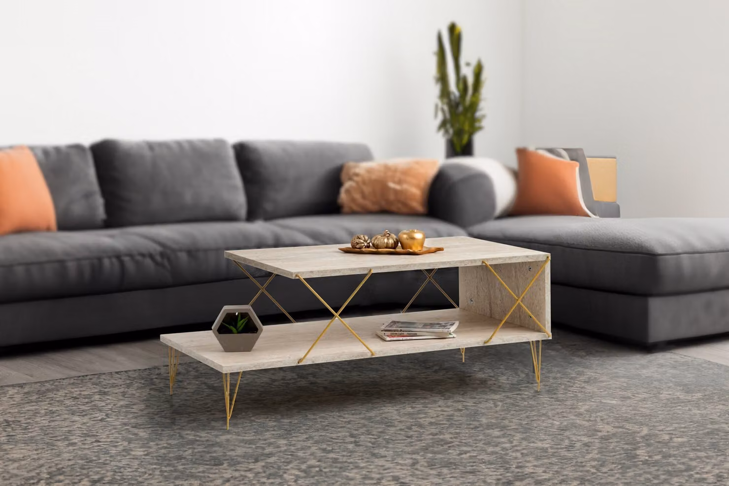 Skye Decor, Loire - Oro, Travertino, Tavolini da salotto, Travertino, 100 x 40 x 50 cm
