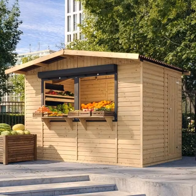 Chiosco da giardino in legno Timbela M150Z marrone L: 263 cm, P: 336 cm – 1