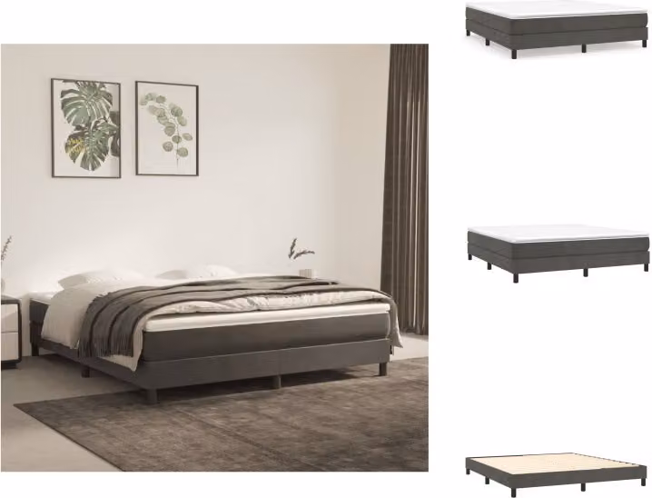 vidaXL Letto a molle con materasso grigio scuro 180x200 cm in velluto - Letti e strutture letto