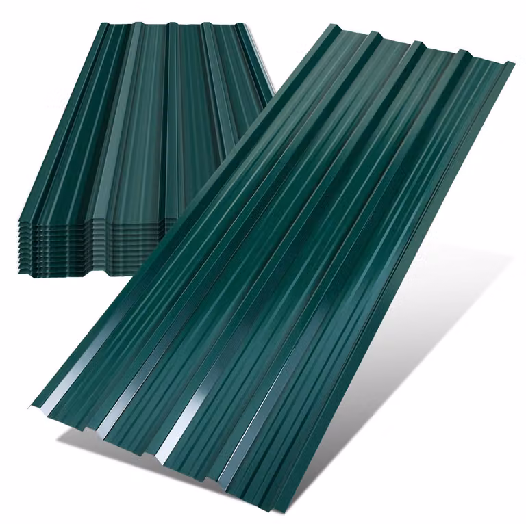 Ikodm, 12 fogli di lamiera profilata a onda, dimensioni 129 x 46 cm, acciaio zincato, colore verde. Pannelli per tetti, pensiline, capannoni da giardino
