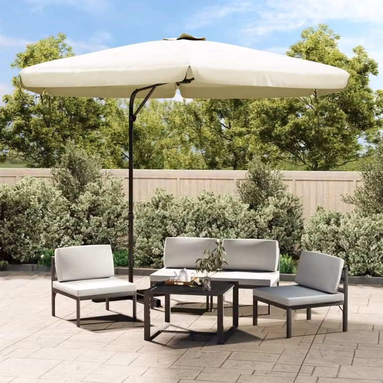 Maison Exclusive - Ombrellone con palo in acciaio, 300 cm, colore sabbia e bianco
