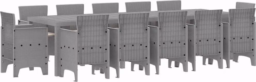 Set da Pranzo per Giardino 13 pcs Grigio chiaro Poly Rattan