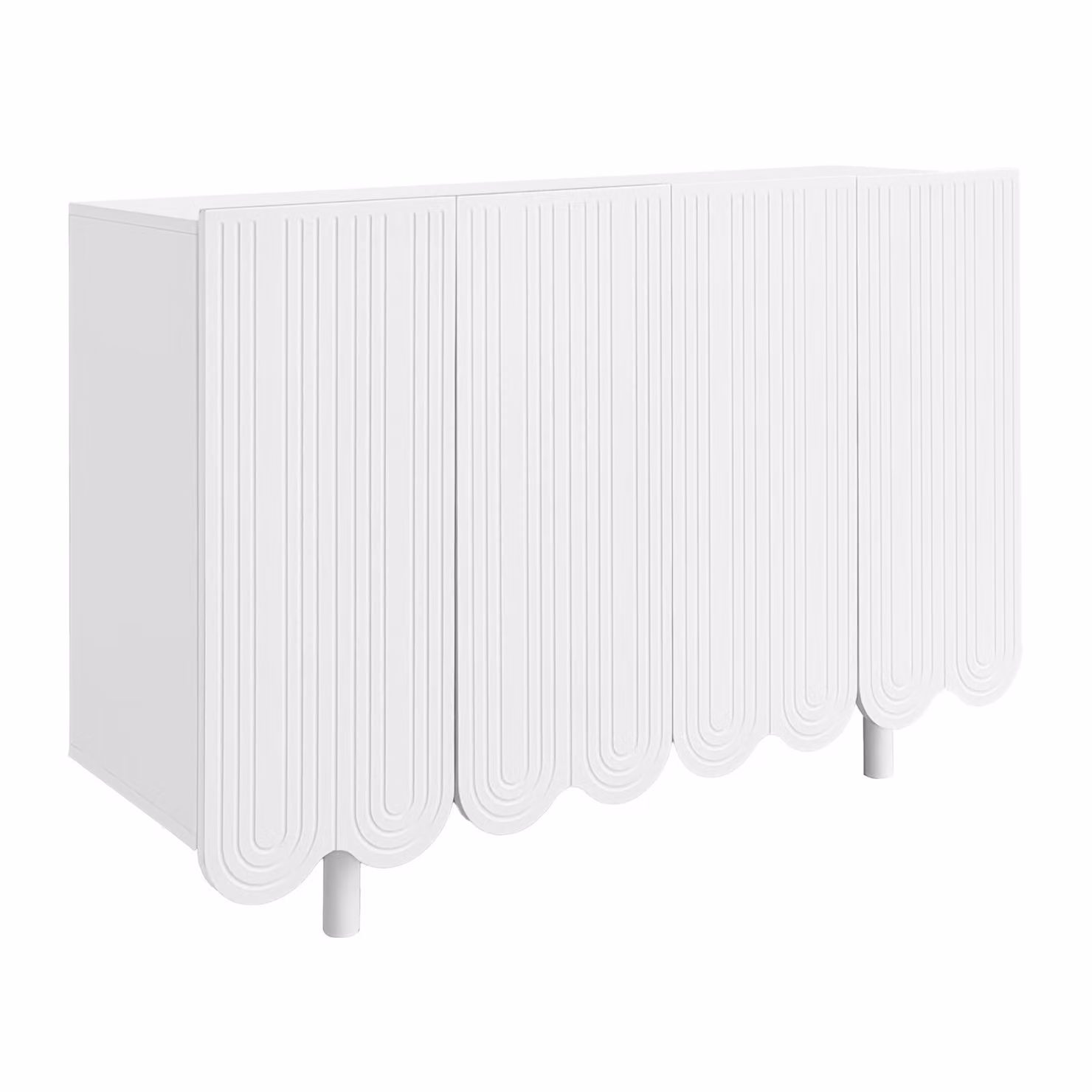 Credenza da cucina moderna Aosom Italy con ante sagomate e scaffali interni, Bianco, L 120 x P 37,5 x H 80,8 cm – 2