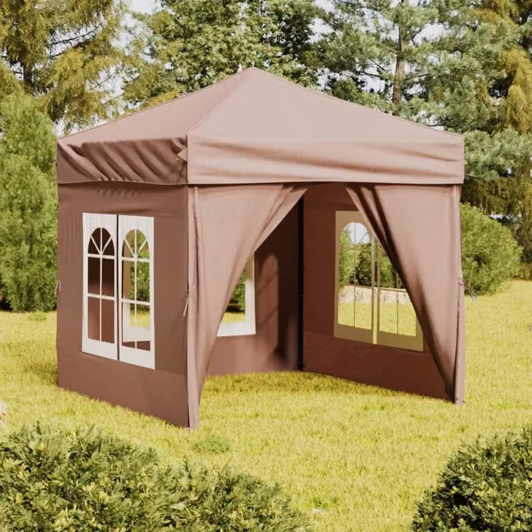 The Living Store Tenda per feste pieghevole con pareti laterali Taupe 2x2 m