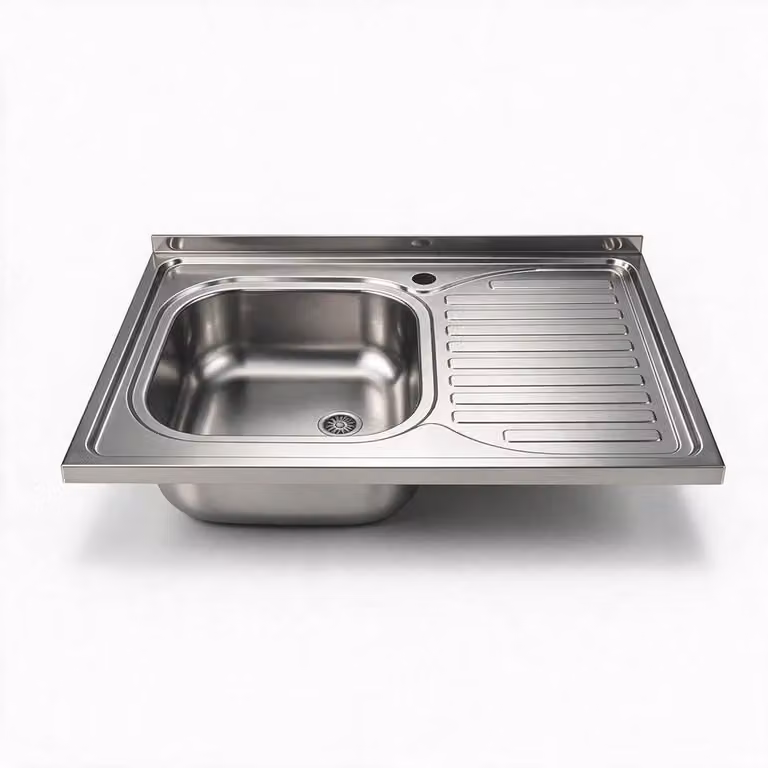 Lavello cucina da appoggio 80x60 una vasca con gocciolatoio destro inox SA30DX