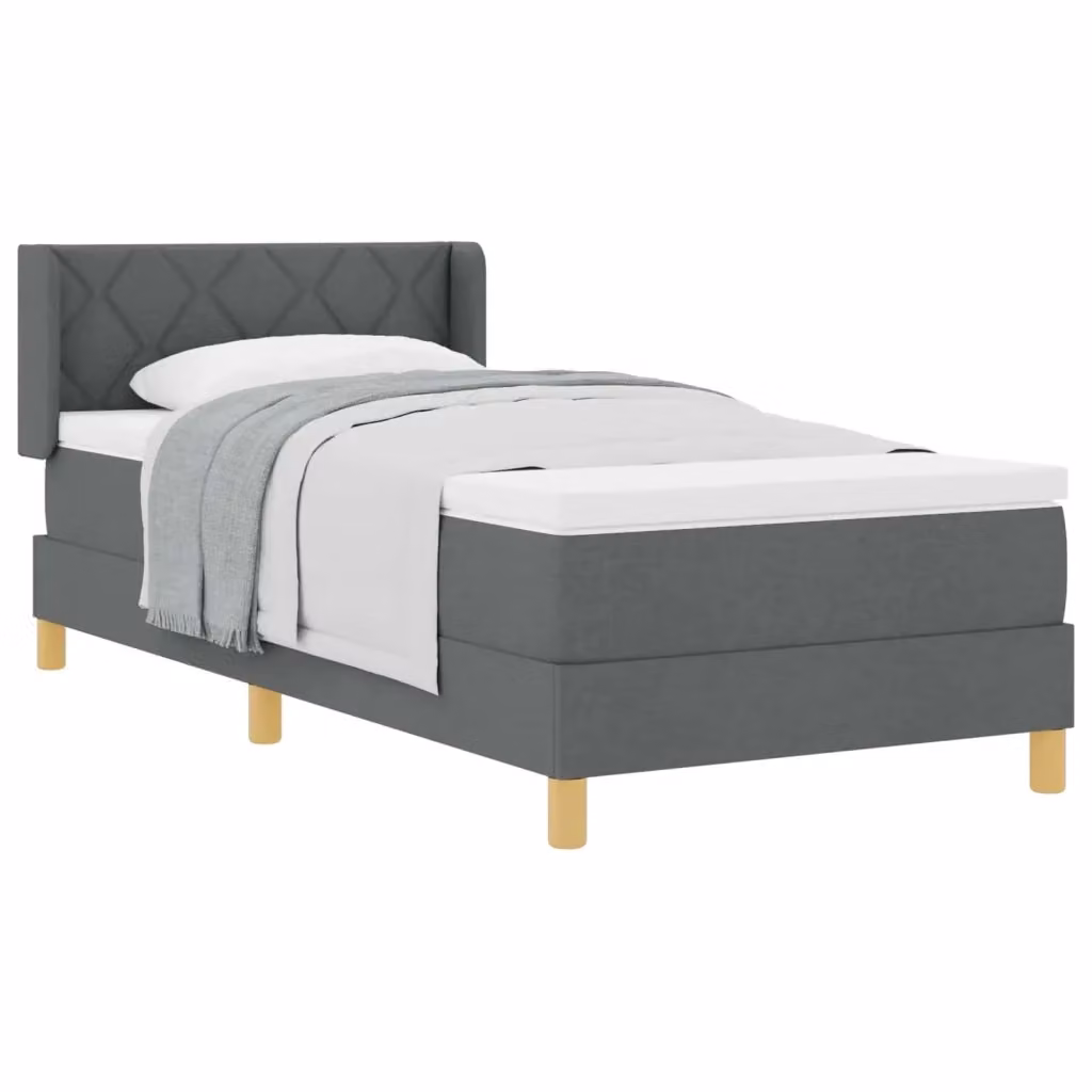 Letto a molle moderno vidaXL con testiera in tessuto grigio, L/P/H: 190 x 90 x 140 cm – 2