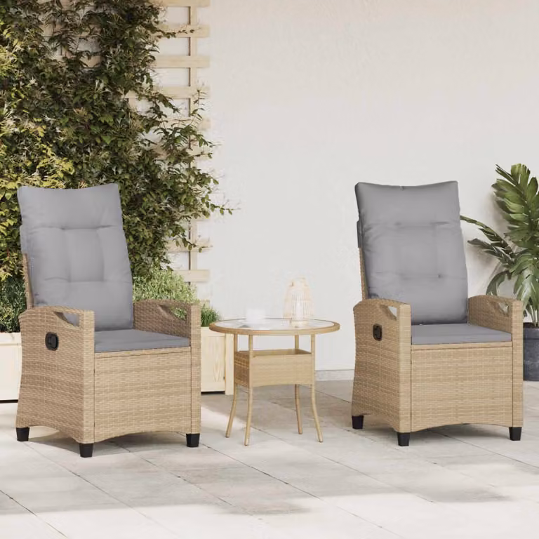 Set di 2 sedie da giardino vidaXL in stile moderno con braccioli, colore beige e grigio, L/P/H: 56 x 60 x 112 cm