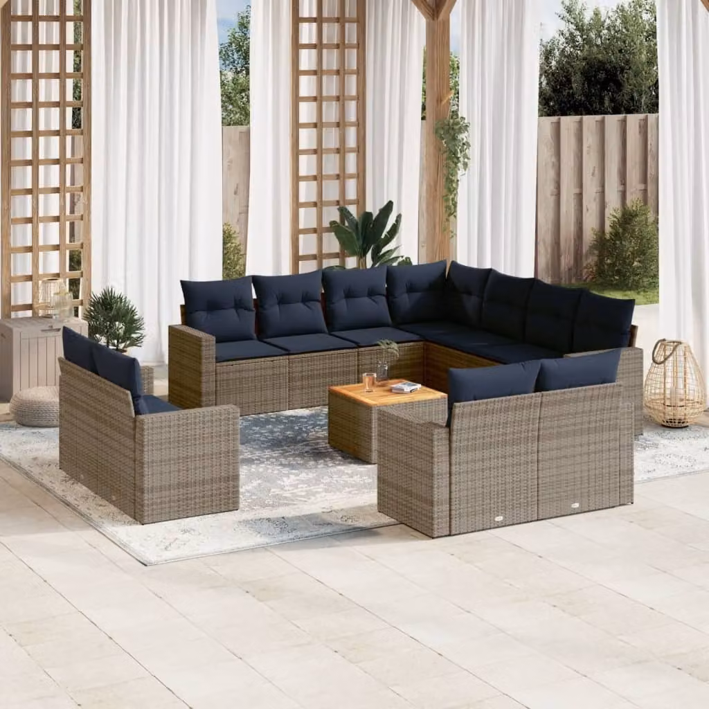 Maison Exclusive - Set Divani da Giardino 12 pz con Cuscini Grigio in Polyrattan