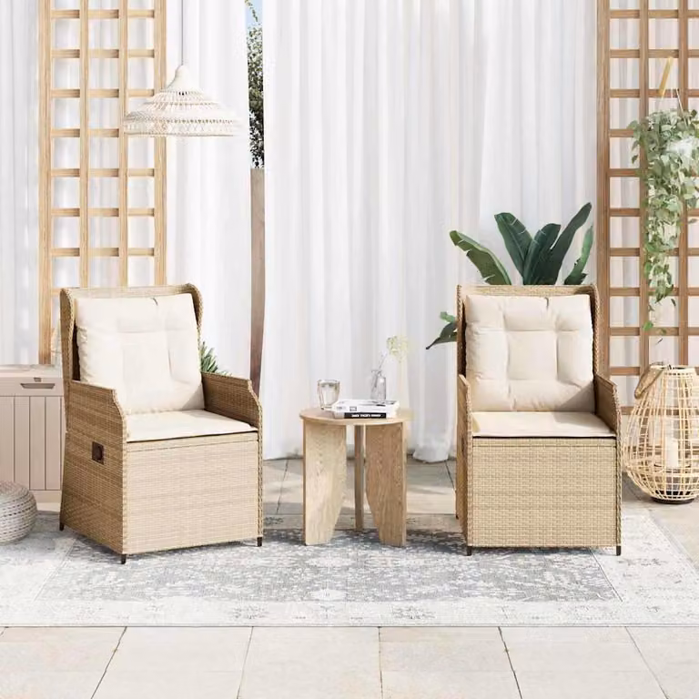 Maison Exclusive - Panca da giardino, 2 pezzi, color beige, in rattan sintetico