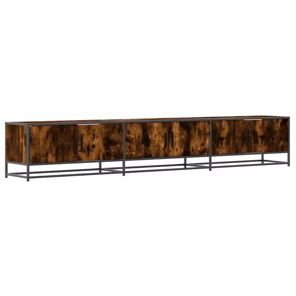 Mobile Porta TV Industrial vidaXL in Rovere e Metallo, Colore Marrone, L: 240 cm, P: 35 cm, H: 41 cm – 2