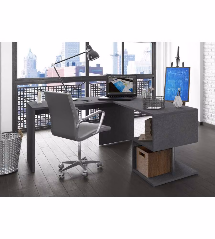 Web Furniture Scrivania Angolare Esse Report - Design Moderno 100% Made in Italy