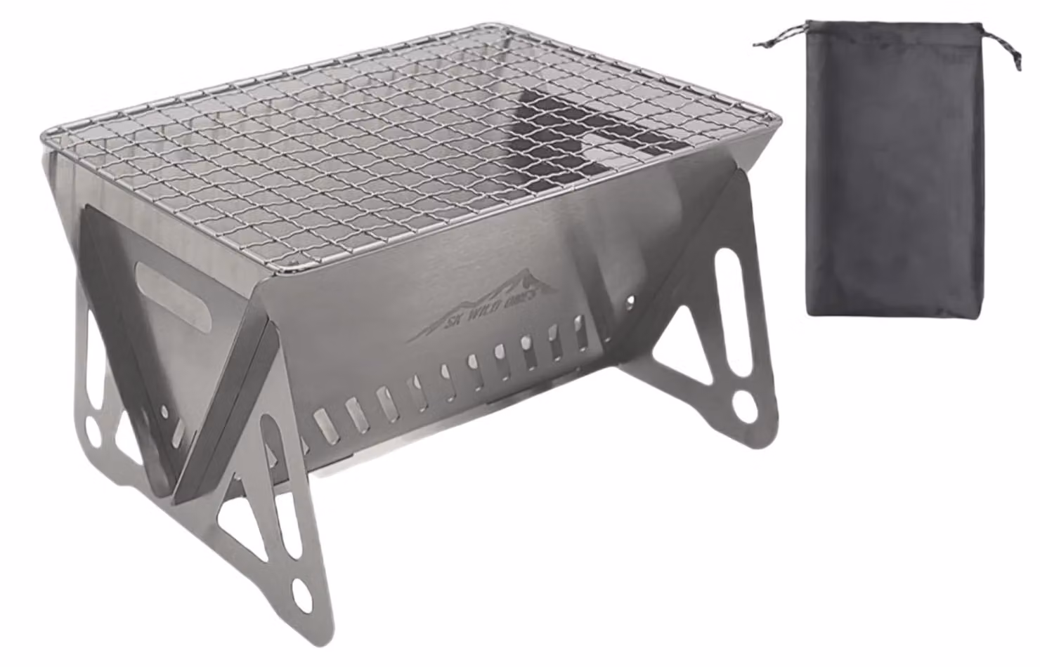 Barbecue pieghevole con borsa da trasporto, griglia per carbone in acciaio inossidabile