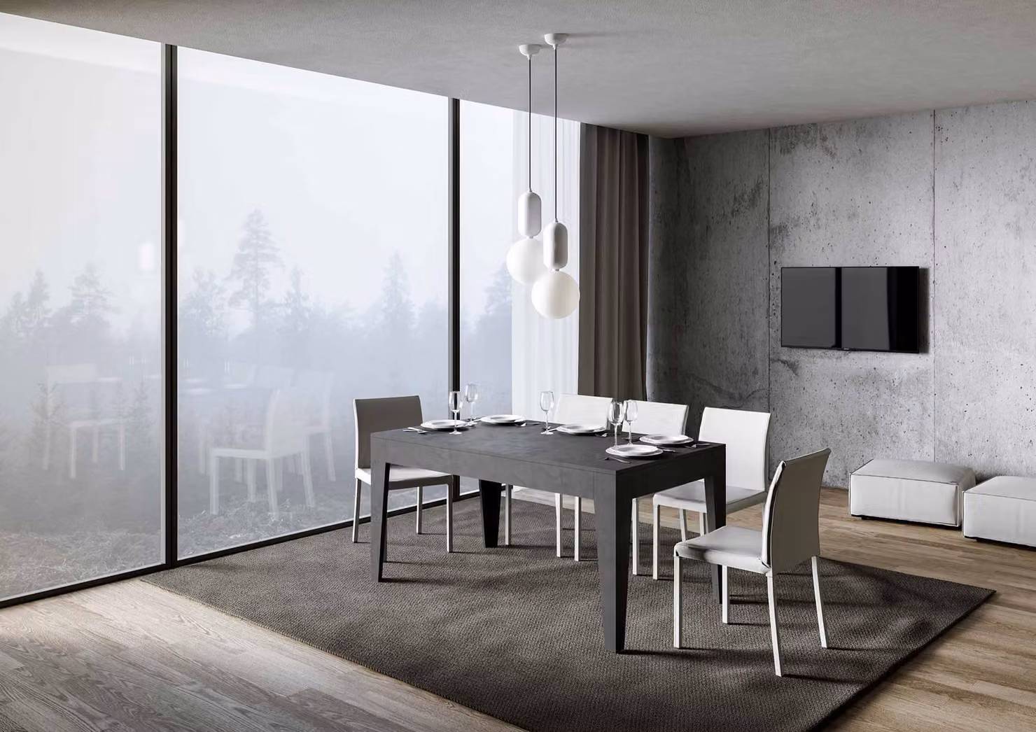 ITAMOBY - Tavolo allungabile 160/220x90 cm Cico antracite spatolato