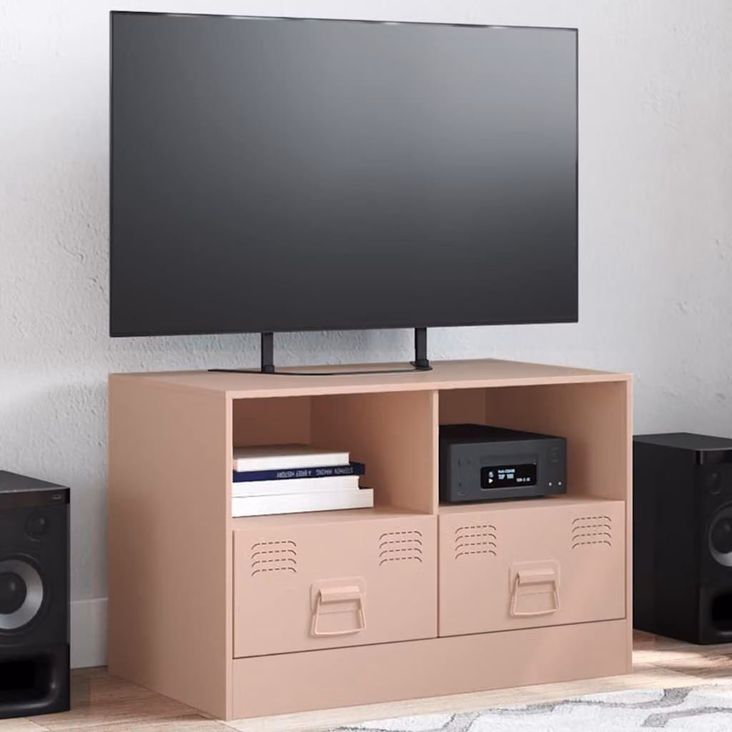 Mobile TV vidaXL in acciaio rosso con scomparti multimediali L: 67 cm, P: 39 cm, H: 44 cm
