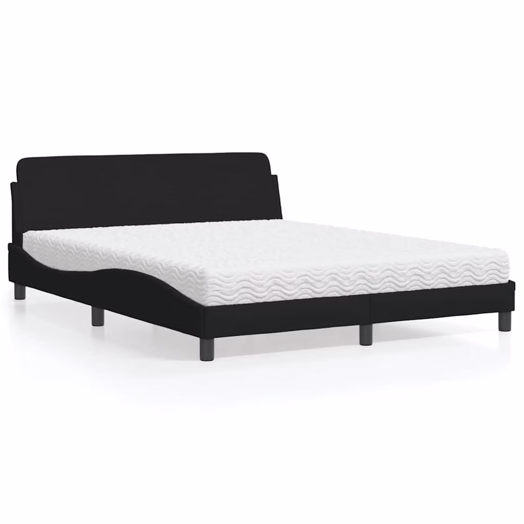 Letto con Materasso Dover vidaXL Nero in Tessuto L/P/H: 160 x 200 x 165 cm – 1