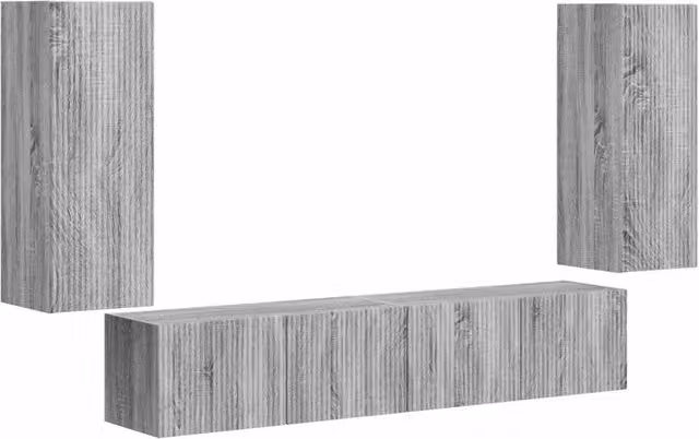 Set di Mobiletto da TV a Parete 4 pz | Armadietto TV | Mobile Porta TV Grigio Sonoma
